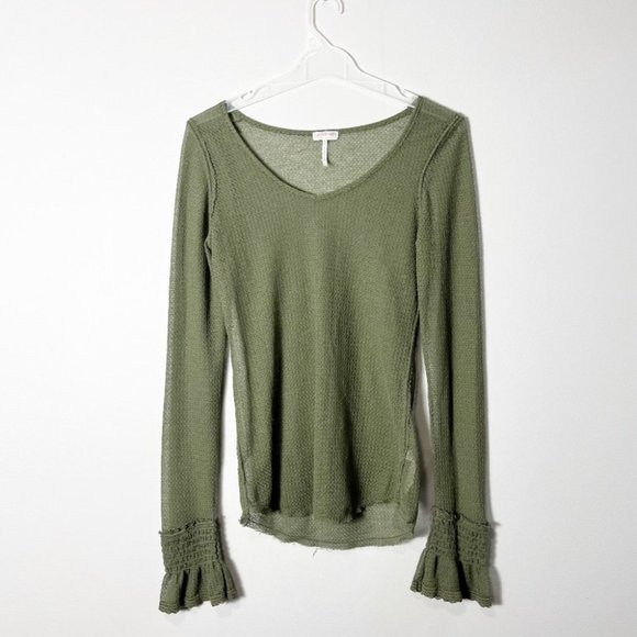 INTIMATELY Free People long sleeve green top size  M - Picture 1 of 4